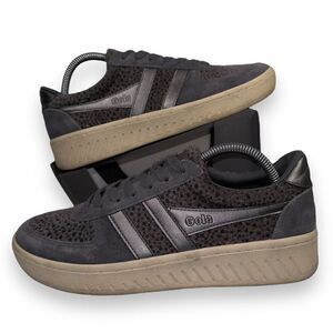 Gola Grandslam Savanna Animal Print Sneakers Grey CLB116 Women's 10